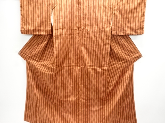 JAPANESE KIMONO / ANTIQUE KIMONO / SILK / TSUMUGI / WOVEN WAVY STRIPE